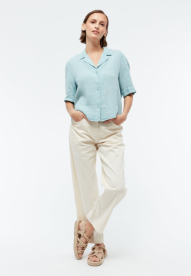 GIVN - CAROL Short Sleeve Linen Shirt - Irish Mint