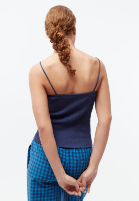 GIVN - JEANETTE Smocked Organic Cotton Jersey Spaghetti Straps - Nightshade Blue