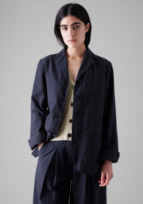 TOAST Tailored Cotton Linen Jacket - Raven Blue