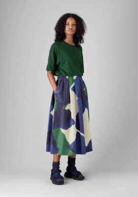 TOAST Washi Print Linen Cotton Skirt - Ecru/Blue/Green