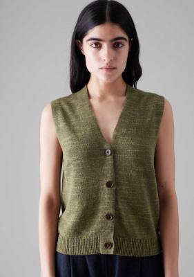 TOAST Fine Linen Cotton Knitted Tank - Montella Olive