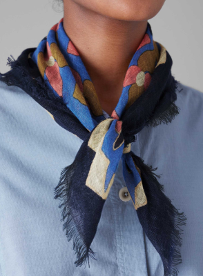 TOAST Folk Floral Print Linen Bandana - Bluebird