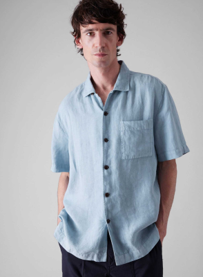 TOAST Linen Short Sleeve Shirt - Dove Blue