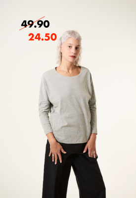 Kitchener Items - Jane Bat 3/4 Sleeve Striped Top - Heather Grey