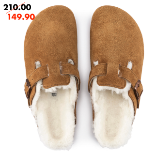 Birknstock Boston Shearling Suede Leather Mink Suede Leather - Womens