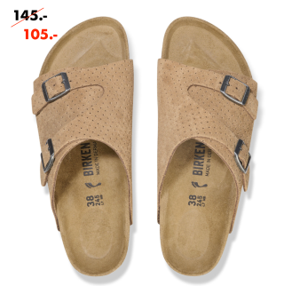Birkenstock Zürich Suede Leather Embossed - Emboss Dots New Beige - Womens