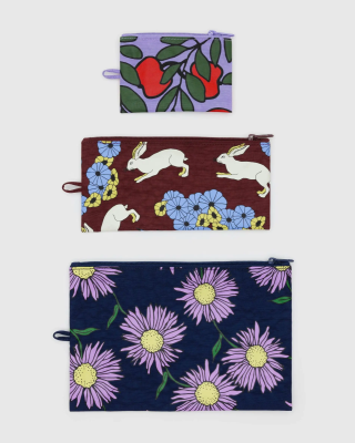 Baggu Flat Pouch Set - Night Orchard
