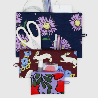 Baggu Flat Pouch Set - Night Orchard