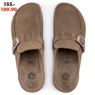 Birkenstock Buckley Suede Leather Gray Taupe - Womens 