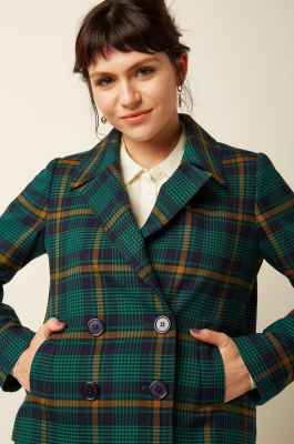 King Louie Pattie Coat Leeds Check - Evening Blue
