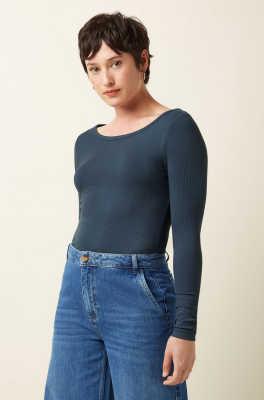 King Louie Lili Tee Uni Rib - Shadow Blue