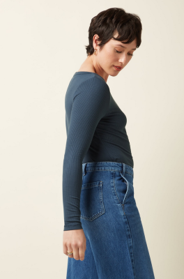 King Louie Lili Tee Uni Rib - Shadow Blue