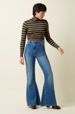 King Louie Rollneck Top Frostine Stripe - Woodbine Green