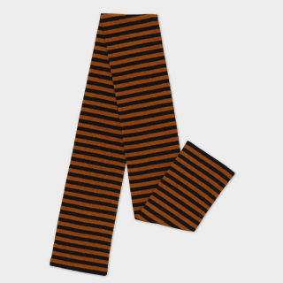 Jo Gordon - Smooth Narrow Stripe Scarf Black & Cumin