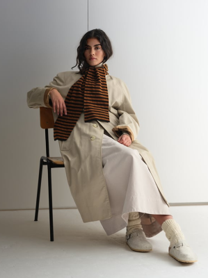 Jo Gordon - Smooth Narrow Stripe Scarf Black & Cumin