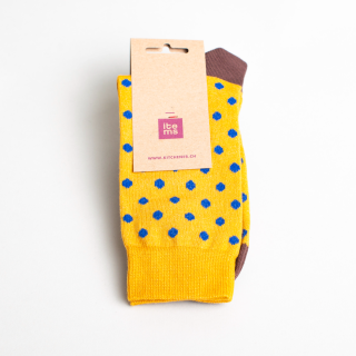 Kitchener Items Socks - Polka Caramello & Electric Blue