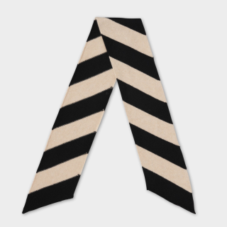 Jo Gordon - Small Diagonal Stripe Scarf Black & Oatmeal