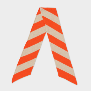 Jo Gordon - Small Diagonal Stripe Scarf Orange Gloss & Oatmeal
