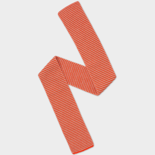 Jo Gordon - Small Thin Stripe Garter Stitch Scarf Orange Gloss & Oatmeal