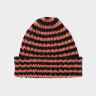 Jo Gordon - Brushed Narrow Stripe Hat Black & Plaster
