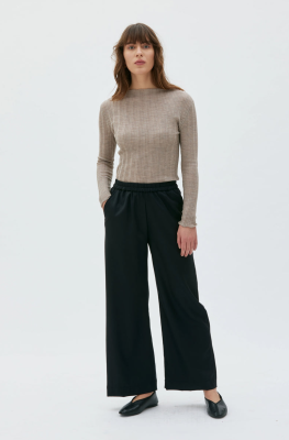 MASKA Gala Elastic Waist Wool Trousers - Black