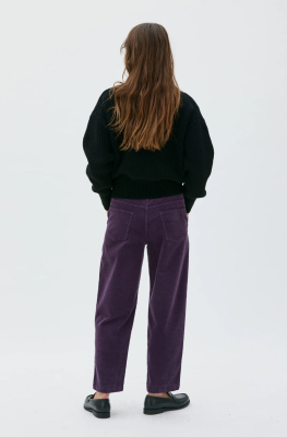 MASKA - Ruth Barrel Leg Organic Cotton Corduroy Trousers - Elderberry