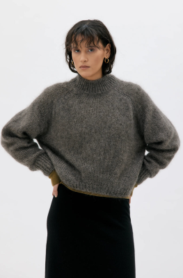 MASKA - Faye Chunky Mohair Silk Sweater - Moleskin