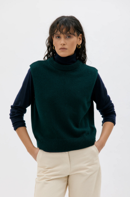 MASKA Nera Wool Cashmere Vest - Pine Green