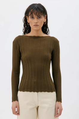 MASKA Hilja Fine Wool Top - Amber Green