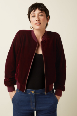 King Louie - Bessie Jacket Gamine Velvet Bordeaux Red