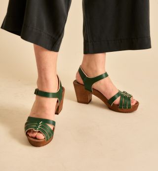 BOSABO Flexi Wooden Sole - High Heeled Sandals Emeraud