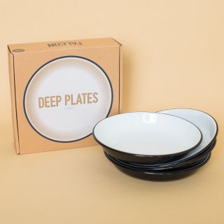 Falcon Enamelware Deep Plate Set - Coal Black