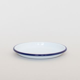 Falcon Enamelware 14cm Side Plate - White with Blue Rim