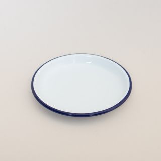 Falcon Enamelware 14cm Side Plate - White with Blue Rim