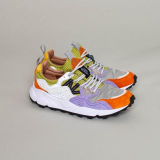 Flower Mountain - YAMANO 3 WOMAN - Suede and Technical Fabric Sneakers - Lilac Orange-Grey