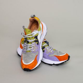 Flower Mountain - YAMANO 3 WOMAN - Suede and Technical Fabric Sneakers - Lilac Orange-Grey