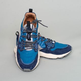 Flower Mountain - YAMANO 3 MAN - Suede and Technical Fabric Sneakers - Indigo Light-Blue