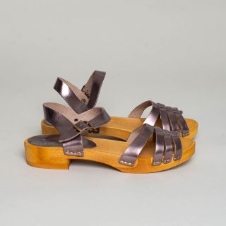 BOSABO Flexi Wooden Sole - Low Heeled Athéna Sandals Mirror Brun