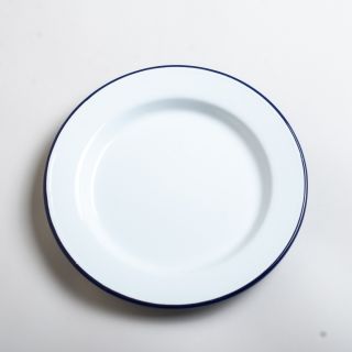 Falcon Enamelware Plate - White with Blue Rim