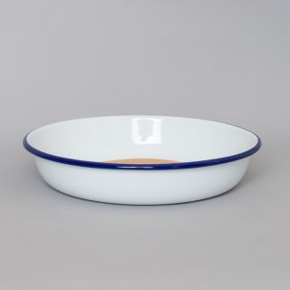 Falcon Enamelware Salad Bowl Medium - White with Blue Rim