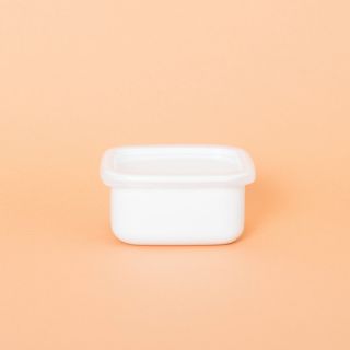 Noda Horo White Series Enamel Square Food Container with Lid Small