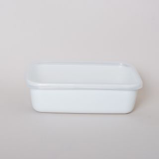 Noda Horo White Series Enamel Rectangle Deep Food Container with Lid Large