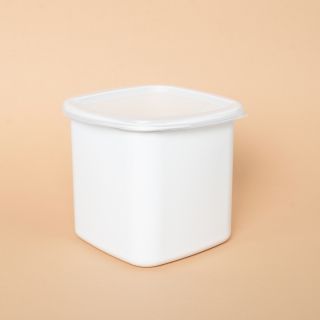 Noda Horo White Series Enamel Square Food Container with Lid Large