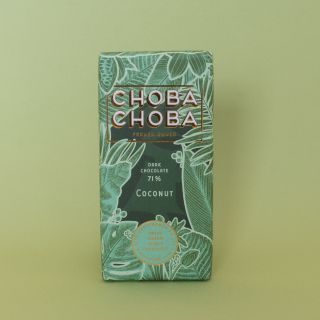 Choba Choba Coconut: Pure Dark Swiss Chocolate with 71% Cacao and Coconut