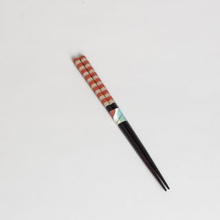 Kawai Co Striped Red & Beige Short Chopsticks