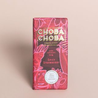  Choba Choba Spicy Strawberry: Pure Dark Swiss Chocolate with 71% Cacao and Strawberry and Jalapeño