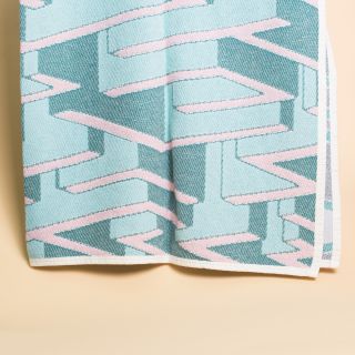 ZigZag Zürich Dedale Cotton Blanket & Throw by Kevin Lucbert - Turquoise