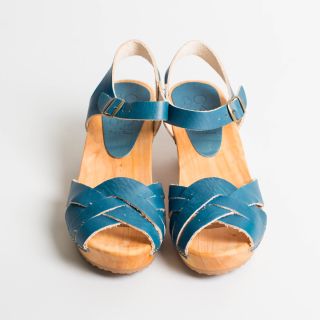 BOSABO Flexi Wooden Sole - High Heeled Sandals Petrol
