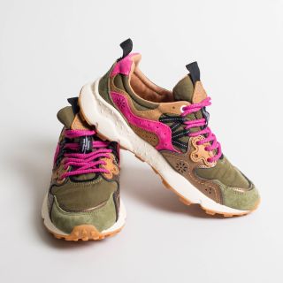 Flower Mountain - YAMANO 3 WOMAN - Suede and Technical Fabric Sneakers - Military Pink