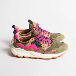 Flower Mountain - YAMANO 3 WOMAN - Suede and Technical Fabric Sneakers - Military Pink